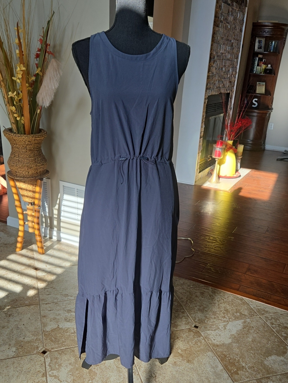 Zella Navy Sleeveless Drawstring Maxi Dress